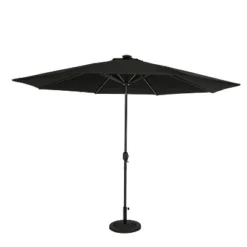 11' X 11' Calypso II Market Patio Umbrella With Solar LED Strip Lights Black - Island Umbrella