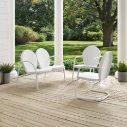 Griffith 3pc Outdoor Seating Set - White - Crosley -Garden Furniture Discounts GUEST 841e35f5 93a1 4174 92f3 47300cc80bbc