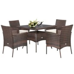 Costway 5PCS Patio Rattan Dining Furniture Set Armrest Sofa Chair Glass Table 19 Costway 5PCS Patio Rattan Dining Furniture Set Armrest Sofa Chair Glass Table -Garden Furniture Discounts GUEST 8425edde 48fb 4d66 b578 7e2f610de5db
