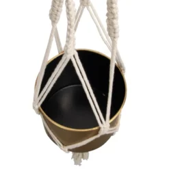 Macrame Hanging Planter With Gold Metal Planter Pot - Foreside Home & Garden -Garden Furniture Discounts GUEST 842f529d 1a9f 4207 957e 841edace2bea