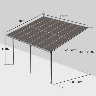 Aoodor Wall Mount Gazebo Outdoor Pergola Polycarbonate Gazebo Panels Canopy 8 Aoodor Wall Mount Gazebo Outdoor Pergola Polycarbonate Gazebo Panels Canopy - Image 6