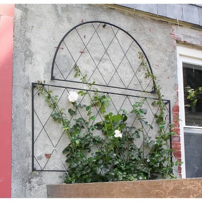 46" Wide Iron 2 Pc Oxfordshire Decorative Garden Trellis Black Coat Finish - Achla Designs 5 46" Wide Iron 2 Pc Oxfordshire Decorative Garden Trellis Black Coat Finish - Achla Designs - Image 3