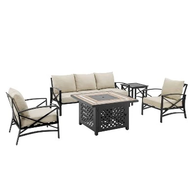 Kaplan 5pc Sofa Set With Fire Table - Oatmeal - Crosley 7 Kaplan 5pc Sofa Set With Fire Table - Oatmeal - Crosley - Image 5