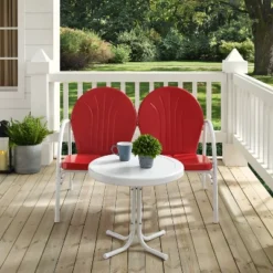 Griffith 3pc Outdoor Conversation Set - Red - Crosley -Garden Furniture Discounts GUEST 861af2ba d3c3 467e ad4b 36a68624a4a1