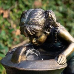 27" Resin Indoor/Outdoor Girl And Boy Drinking Water Fountain Yard Décor Bronze - Alpine Corporation -Garden Furniture Discounts GUEST 86ae972b a741 431e ab80 6674f3e9cbb0