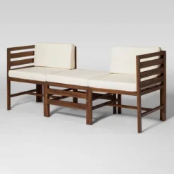 3pc Modular Acacia Wood Patio Chat Set With Cushions - Saracina Home -Garden Furniture Discounts GUEST 87867d10 2ed7 4519 8f7f 353e1fd3ffa4