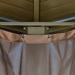 Outsunny 10' X 12' Hardtop Gazebo With Galvanized Steel Rounded Double Roof, Aluminum Frame, Pavilion Gazebo With Netting, Hooks, And Curtains, Brown -Garden Furniture Discounts GUEST 88ab3f4f 4d79 4ff5 a88a 1a4e300a68d7