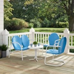 Griffith 4pc Outdoor Conversation Set - Sky Blue - Crosley -Garden Furniture Discounts GUEST 89403571 1b47 4818 9376 b55919e75081