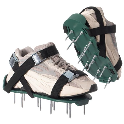 Gardenised Lawn And Garden Aerator Spike Shoe With 3 Metal Buckle Straps, Green Spiked Sandal 3 Gardenised Lawn And Garden Aerator Spike Shoe With 3 Metal Buckle Straps, Green Spiked Sandal