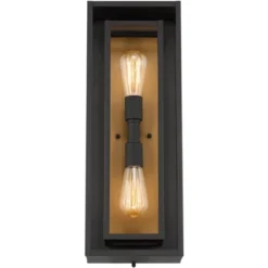 Possini Euro Design Metropolis Mid Century Modern Outdoor Wall Light Fixture Black Gold 22" Clear Glass For Post Exterior Barn Deck House Porch Yard -Garden Furniture Discounts GUEST 8a0113eb 1453 45de 8d80 a97013c8424d