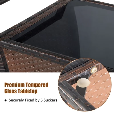 Costway Patio Rattan Bar Serving Cart Wheels Ice Bucket Glass Top Handle Garden 10 Costway Patio Rattan Bar Serving Cart Wheels Ice Bucket Glass Top Handle Garden - Image 8