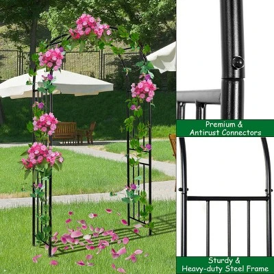 Costway 7.2Ft Garden Arch Steel Arbor Wedding Garden Decoration Climbing Plants W/Stakes 7 Costway 7.2Ft Garden Arch Steel Arbor Wedding Garden Decoration Climbing Plants W/Stakes - Image 5