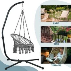Hammock Steel C Stand -Stand For Hanging Hammock Chairs - 300 Pound Capacity, Black -Garden Furniture Discounts GUEST 8d3153fb c4bc 4109 94a4 1dbb62e3a3ae