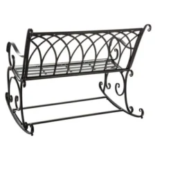 Evergreen Beautiful Springtime Colorful Black Rocking Brushed Metal Garden Bench - 43x33x37 In -Garden Furniture Discounts GUEST 8d6f6e68 cb8b 469f bd4f 02e5b11f59b3
