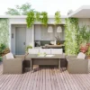 4pc Outdoor Wicker Conversation Set With Cushions - Beige - GODEER -Garden Furniture Discounts GUEST 8e64b98a 55c5 4f12 b87e a513d314ee73