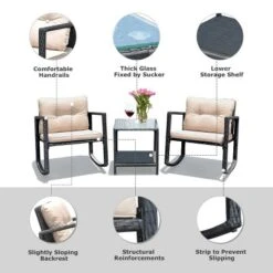 Tangkula 3 PCS Patio Chair Table Set Wicker Rattan Furniture Beige/Red/Blue/Black -Garden Furniture Discounts GUEST 8f1b8c5f 2cfc 4cf8 b28a 0c3f78b22a6a