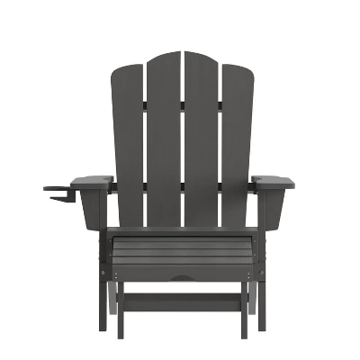 Emma And Oliver Adirondack Chair With Cup Holder And Pull Out Ottoman, All-Weather HDPE Indoor/Outdoor Lounge Chair 12 Emma And Oliver Adirondack Chair With Cup Holder And Pull Out Ottoman, All-Weather HDPE Indoor/Outdoor Lounge Chair - Image 10