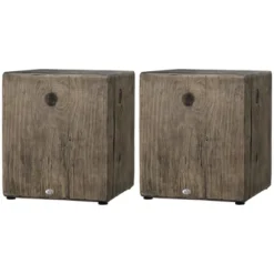 HOMCOM Decorative Side Table With Square Tabletop, Rustic Concrete End Table With Wood Grain Finish, For Indoors And Outdoors, Set Of 2, Gray -Garden Furniture Discounts GUEST 8ff30954 256a 45e4 b5f0 1213aca2cd44