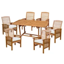 7pc Acacia Wood Patio Dining Set With Cushions - Saracina Home 14 7pc Acacia Wood Patio Dining Set With Cushions - Saracina Home -Garden Furniture Discounts GUEST 9072023e f892 4abd acae 5ef356f7347a
