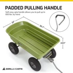 Gorilla Carts 600 Pound Capacity Heavy Duty Poly Yard Garden Steel Quick Dump Utility Wheelbarrow Wagon Trolley Cart With Straight Pull Handle, Green -Garden Furniture Discounts GUEST 90a7db5e 48d8 41da a9fd f0fd42e87514