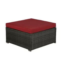 4pc Outdoor Wicker Conversation Set - Red/Brown - GODEER -Garden Furniture Discounts GUEST 90d928bc 0069 4e0b 927a c737845120c6