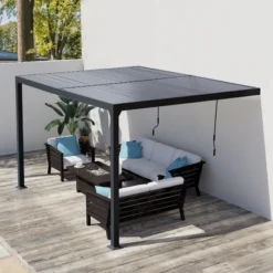 Aoodor Outdoor Louvered Pergola Adjustable Louvered Sloping Roof Wall-Mounted Pergola 19 Aoodor Outdoor Louvered Pergola Adjustable Louvered Sloping Roof Wall-Mounted Pergola -Garden Furniture Discounts GUEST 9106a932 a2c7 4c94 a360 737a2eda0c00