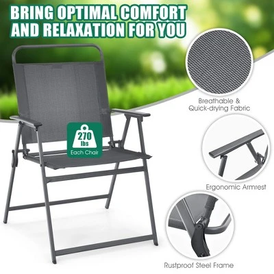 Costway 3PCS Outdoor Bistro Set Folding Table And Chairs Garden Deck Black 6 Costway 3PCS Outdoor Bistro Set Folding Table And Chairs Garden Deck Black - Image 4