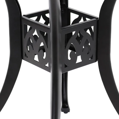 Sunnydaze Decor Sunnydaze 30.75" Round Sigonella Cast Aluminum Outdoor Patio Table, Black 6 Sunnydaze Decor Sunnydaze 30.75" Round Sigonella Cast Aluminum Outdoor Patio Table, Black - Image 4
