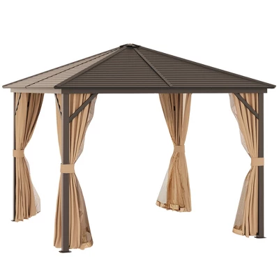Outsunny 10x10 Hardtop Gazebo With Aluminum Frame, Permanent Metal 9 Outsunny 10x10 Hardtop Gazebo With Aluminum Frame, Permanent Metal - Image 7