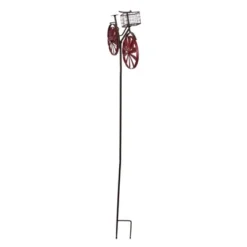 Transpac 14" Rustic Vintage Bicycle With Wire Basket Outdoor Garden Kinetic Stake - Brown/Red
