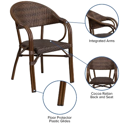 Merrick Lane Wicker Rattan Patio Chair With Curved Back And Aluminum Bamboo Frame 6 Merrick Lane Wicker Rattan Patio Chair With Curved Back And Aluminum Bamboo Frame - Image 4