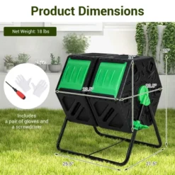 Costway Dual Chamber Compost Tumbler Outdoor Rotating Chamber Compost Bin 34.5 Gallon -Garden Furniture Discounts GUEST 94f0e566 3ffc 44d8 8528 56acf9e032fb