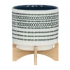 Sagebrook Home 10" Wide Patterned Ceramic Planter Pot With Wood Stand Blue 1 Sagebrook Home 10" Wide Patterned Ceramic Planter Pot With Wood Stand Blue -Garden Furniture Discounts GUEST 9662c150 45dc 4134 b42d 741987f5e75d