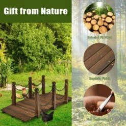 Costway 5 Ft Wooden Garden Bridge Arc Footbridge Stained Finish Walkway W/Rails -Garden Furniture Discounts GUEST 96d0c4e9 b44c 4b6f 85ba d89ef2f6198d