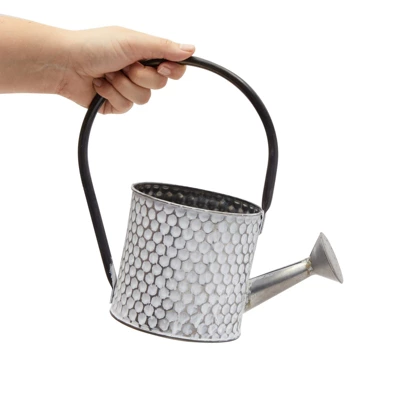 Okuna Outpost Galvanized Metal Watering Can Vase For Indoor Outdoor Plant, Succulents (5.1 X 10 In) 6 Okuna Outpost Galvanized Metal Watering Can Vase For Indoor Outdoor Plant, Succulents (5.1 X 10 In) - Image 4