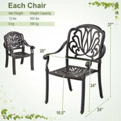 Costway 4pcs Patio Cast Aluminum Dining Chairs Armrests Outdoor Stackable Bronze/White -Garden Furniture Discounts GUEST 98368ebc c4ac 4772 9983 aa4aee2bbdd7