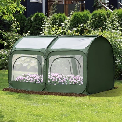 Outsunny 8' X 4' X 4' Portable Pop Up Greenhouse, Garden Canopy Hot House, 4 Zipper Doors For Growing Tropical Plants, Flowers, Herbs, 3 Outsunny 8' X 4' X 4' Portable Pop Up Greenhouse, Garden Canopy Hot House, 4 Zipper Doors For Growing Tropical Plants, Flowers, Herbs,