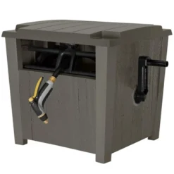 Suncast Farmington Smart Tube Weatherproof Outdoor Hideaway Standard Garden Hose Storage Pot Container With Brass Connections, Stoney (2 Pack) -Garden Furniture Discounts GUEST 98680826 0eb6 414b 9fae a88b84971c1d