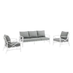 Kaplan 3pc Outdoor Sofa Set With Sofa & 2 Arm Chairs - Gray - Crosley -Garden Furniture Discounts GUEST 98f927cc 123e 48c3 9f0f fafc9c866a20