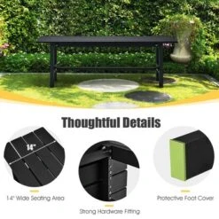 Tangkula Outdoor HDPE Bench W/ Metal Frame 47" X 14" X 16" For Yard Garden 15 Tangkula Outdoor HDPE Bench W/ Metal Frame 47" X 14" X 16" For Yard Garden -Garden Furniture Discounts GUEST 9951ab85 0656 455d 8f90 267fde6bb79a