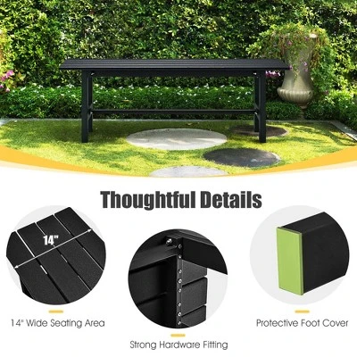 Tangkula Outdoor HDPE Bench W/ Metal Frame 47" X 14" X 16" For Yard Garden 6 Tangkula Outdoor HDPE Bench W/ Metal Frame 47" X 14" X 16" For Yard Garden - Image 4