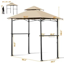 Costway 8' X 5' Outdoor Patio Barbecue Grill Gazebo W/ LED Lights 2-Tier Canopy Top Tan -Garden Furniture Discounts GUEST 9a2d91d8 ab51 4816 ad0a 73c1edef1c86