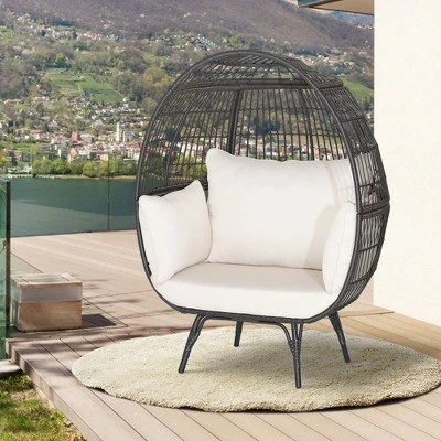 Costway Patio Oversized Rattan Wicker Egg Chair Lounge Basket 4 Cushion Indoor & Outdoor 3 Costway Patio Oversized Rattan Wicker Egg Chair Lounge Basket 4 Cushion Indoor & Outdoor