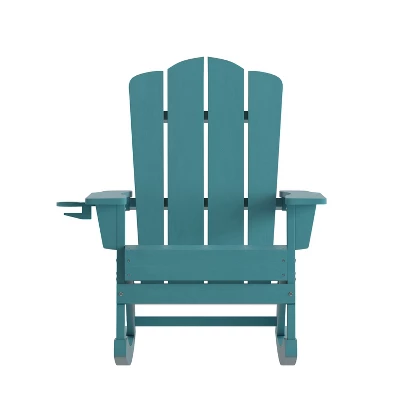 Merrick Lane Adirondack Chair With Cup Holder And Pull Out Ottoman, All-Weather HDPE Indoor/Outdoor Chair 12 Merrick Lane Adirondack Chair With Cup Holder And Pull Out Ottoman, All-Weather HDPE Indoor/Outdoor Chair - Image 10