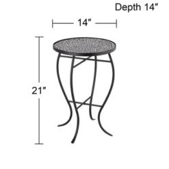 Teal Island Designs Modern Black Round Outdoor Accent Side Tables 14" Wide Set Of 2 Free-Form Mosaic Tabletop Front Porch Patio Home House -Garden Furniture Discounts GUEST 9bee0e97 6a78 4933 8b7e 46f86fd42f84