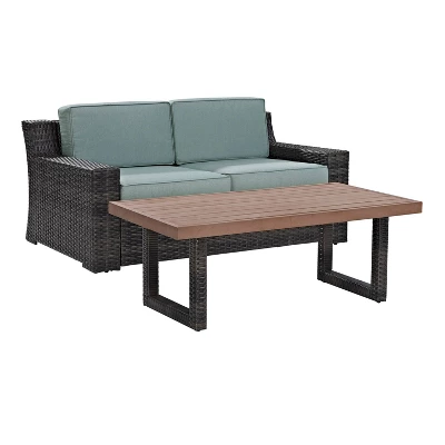Beaufort 2pc Outdoor Wicker Chat Set - Mist - Crosley 4 Beaufort 2pc Outdoor Wicker Chat Set - Mist - Crosley - Image 2