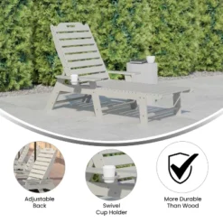 Merrick Lane Gaylord Adjustable Adirondack Lounger With Cup Holder- All-Weather Indoor/Outdoor HDPE Lounge Chair -Garden Furniture Discounts GUEST 9cead2a5 4b53 4232 b719 d81c687af505