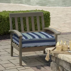 24" X 24" ProFoam Outdoor Deep Seat Bottom Cushion - Aurora Blue Stripe - Arden Selections
