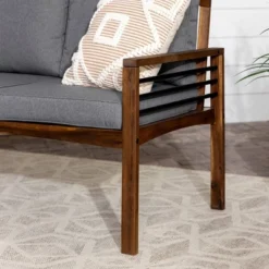 Saybrook Modern Metal And Wood Patio Loveseat - Gray/Dark Brown - Saracina Home -Garden Furniture Discounts GUEST 9d3c59a7 d784 409b 8d9b 2ff43d11dbb3