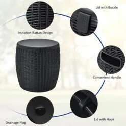 Costway 9.5 Gallon 4-in-1 Patio Rattan Cool Bar Cocktail Table Side Table BrownBlack -Garden Furniture Discounts GUEST 9d471f60 6a42 45fb 8bef 2e09b4cdf843